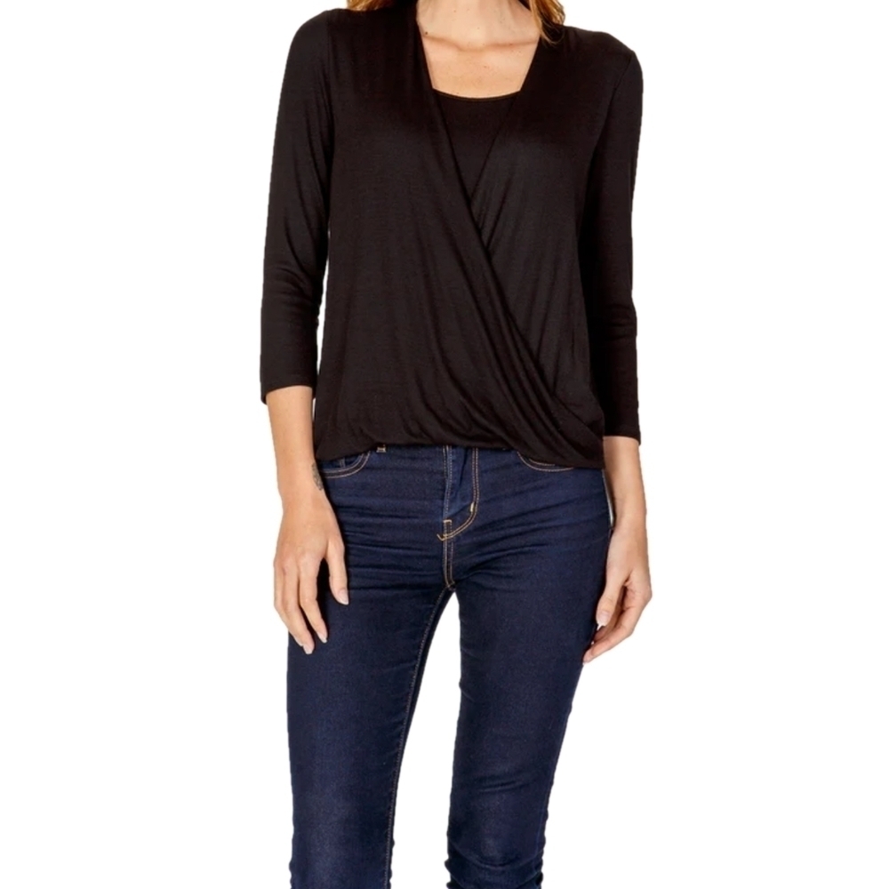 Laila Jayde black 3/4 sleeved lightweight sweater with built-in Cami, XL, NWT